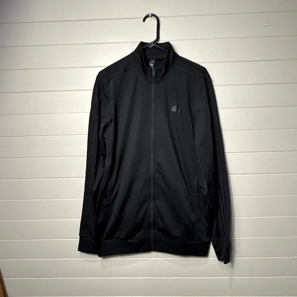 Adidas Primegreen Track Jacket Mens MT Medium Tall Black Full Zip Sporty NWOT